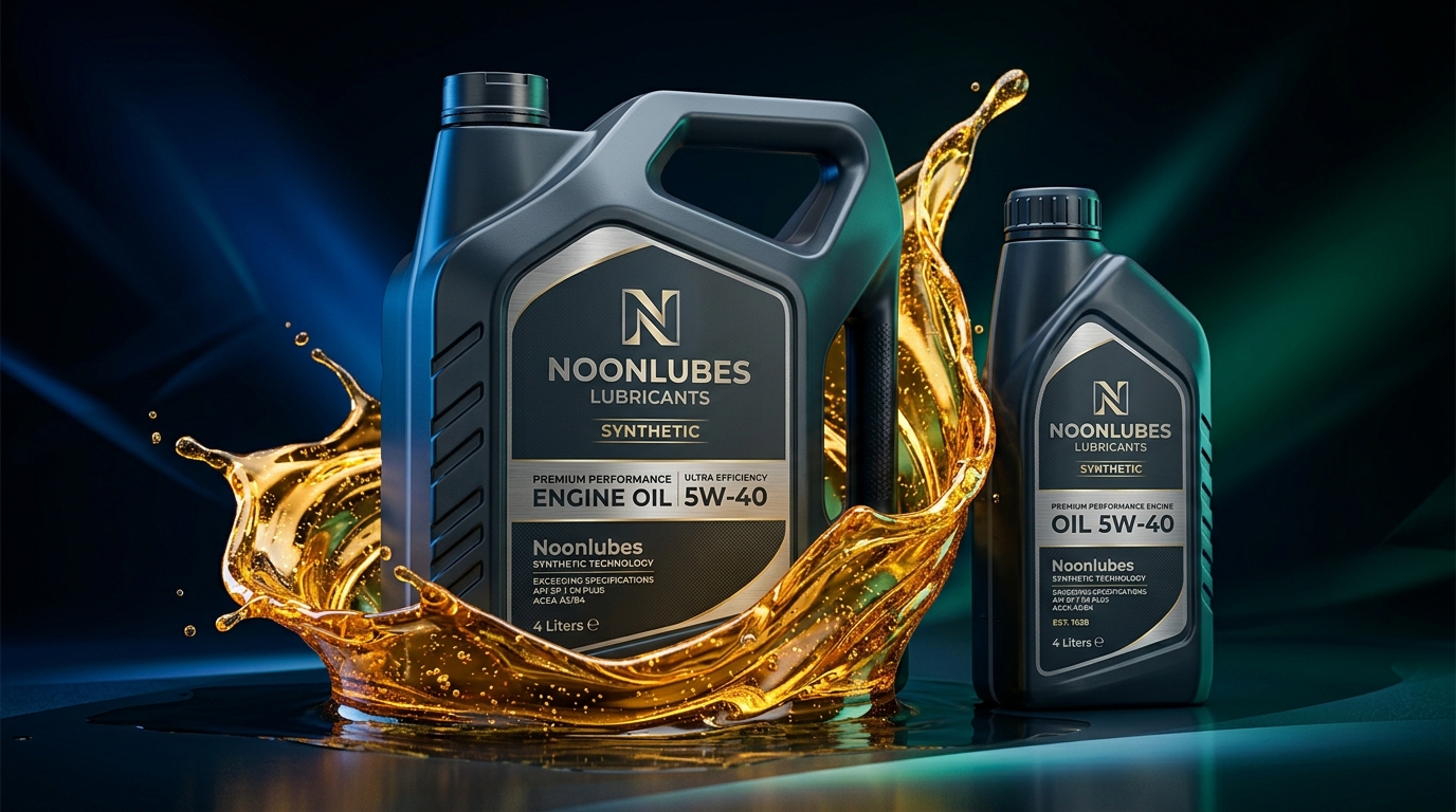 NOON LUBES Synthetic Engine Oil Bottle with Golden Splash